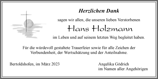 Traueranzeige von Hans Holzmann von Allgäuer Zeitung, Marktoberdorf