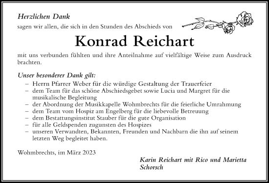 Traueranzeige von Konrad Reichart von Der Westallgäuer