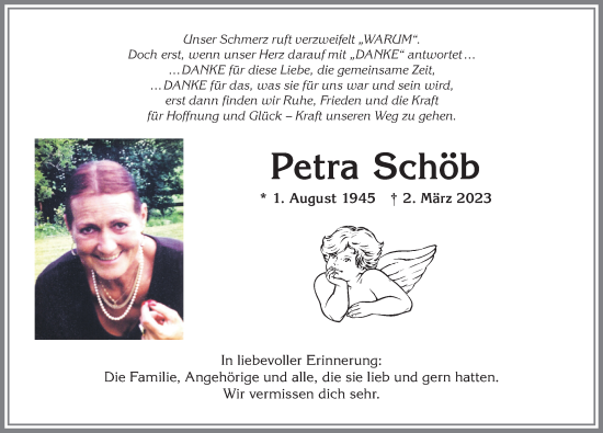 Traueranzeige von Petra Schöb von Allgäuer Anzeigeblatt