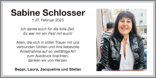 Traueranzeige von Sabine Schlosser von Memminger Zeitung