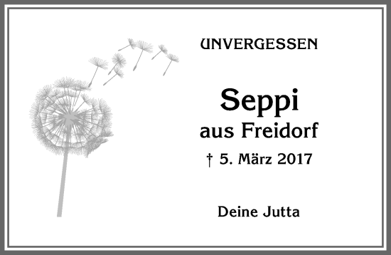 Traueranzeige von Seppi  von Allgäuer Anzeigeblatt