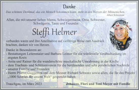 Traueranzeige von Steffi Helmer von Allgäuer Zeitung, Füssen