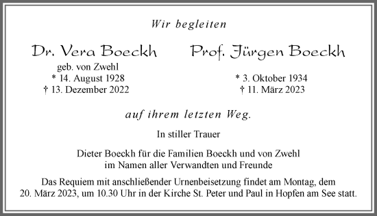 Traueranzeige von Vera Boeckh von Allgäuer Zeitung, Füssen