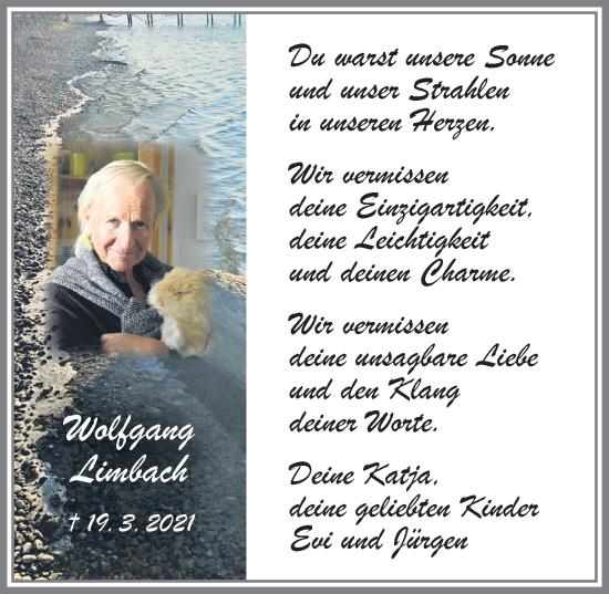 Traueranzeige von Wolfgang Limbach von Memminger Zeitung