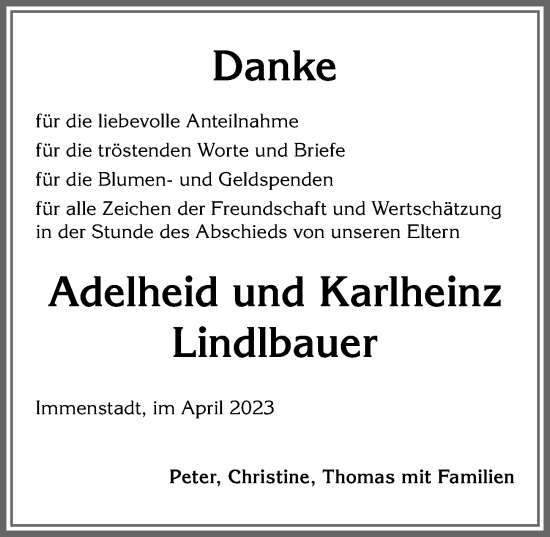 Traueranzeige von Adelheid Lindlbauer von Allgäuer Anzeigeblatt