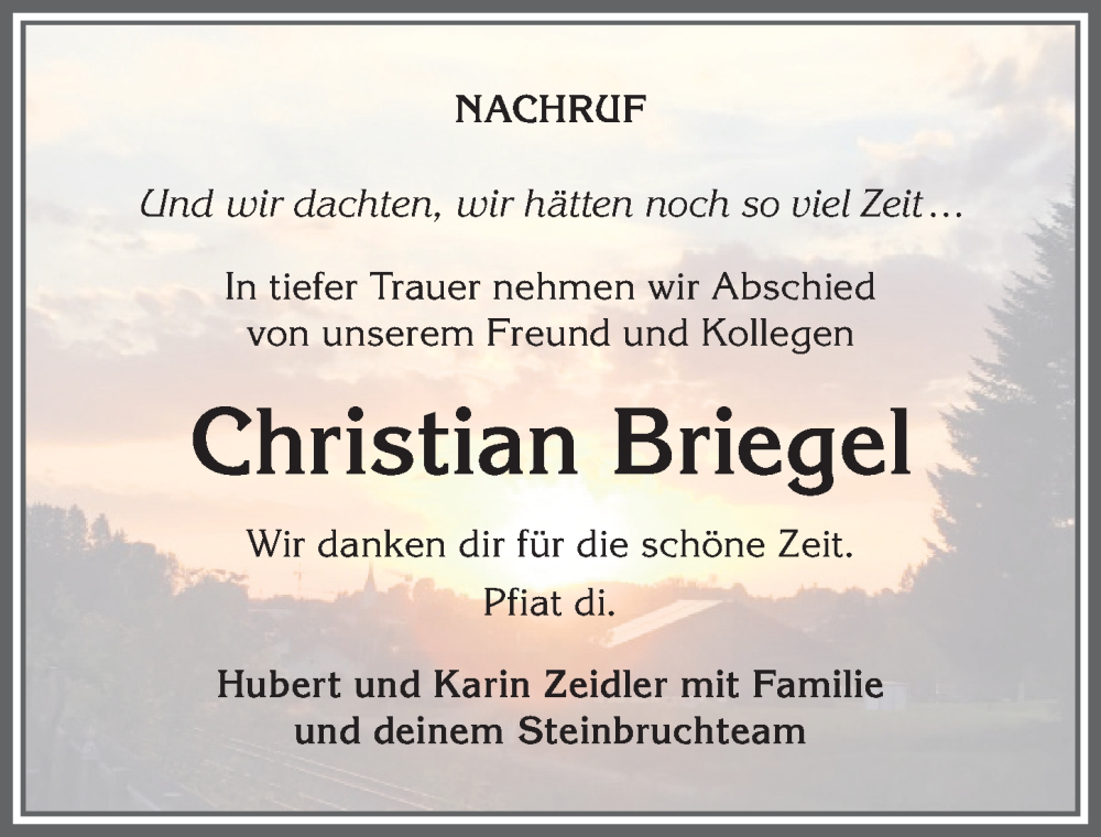  Traueranzeige für Christian Briegel vom 21.04.2023 aus Der Westallgäuer