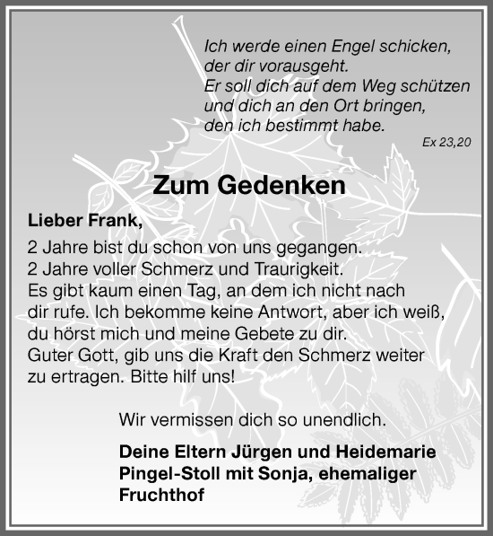 Traueranzeige von Frank  von Memminger Zeitung