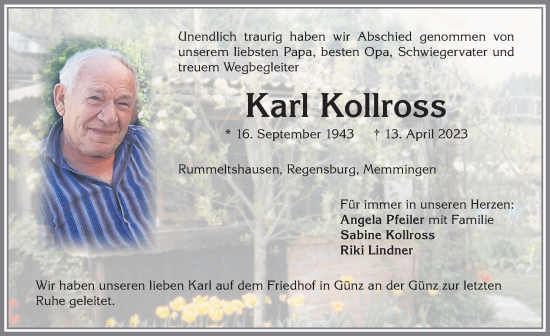 Traueranzeige von Karl Kollross von Memminger Zeitung