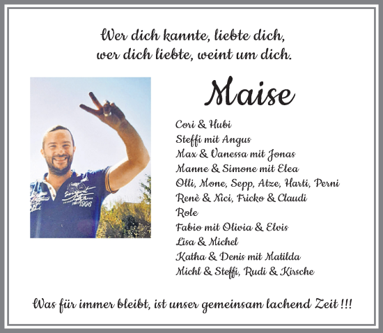 Traueranzeige von Thomas Mayensohn von Allgäuer Zeitung, Kaufbeuren/Buchloe