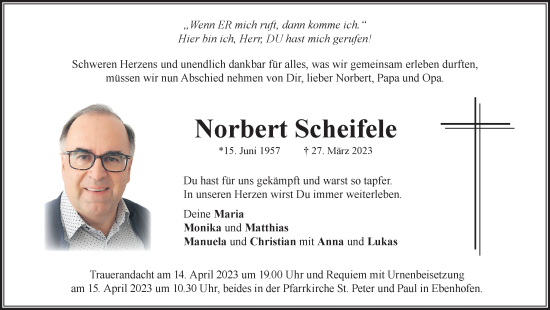 Traueranzeige von Norbert Scheifele von Allgäuer Zeitung, Marktoberdorf