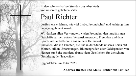 Traueranzeige von Paul Richter von Landsberger Tagblatt, Augsburger Allgemeine
