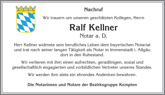 Traueranzeige von Ralf Kellner von Allgäuer Anzeigeblatt