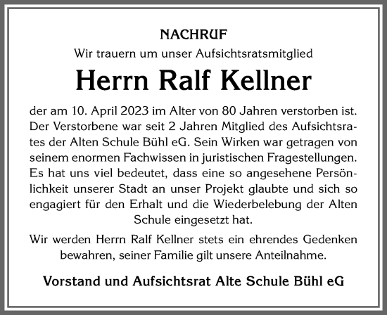 Traueranzeige von Ralf Kellner von Allgäuer Anzeigeblatt