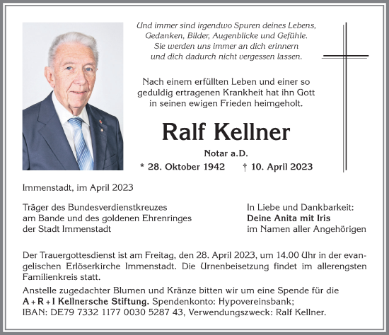 Traueranzeige von Ralf Kellner von Allgäuer Anzeigeblatt