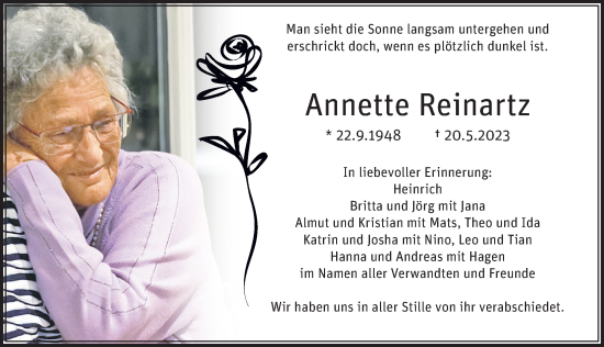 Traueranzeige von Annette Reinartz von Allgäuer Zeitung, Füssen