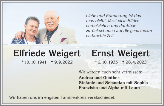 Traueranzeige von Elfriede Weigert von Allgäuer Zeitung,Kempten