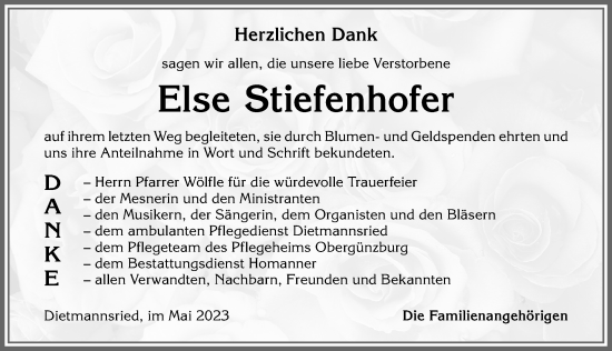 Traueranzeige von Else Stiefenhofer von Allgäuer Zeitung,Kempten