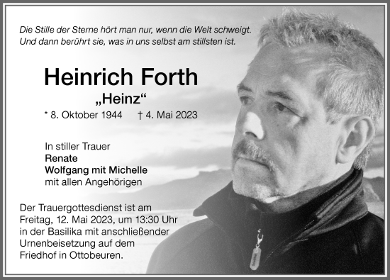 Traueranzeige von Heinrich Forth von Memminger Zeitung