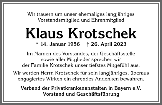 Traueranzeige von Klaus Krotschek von Allgäuer Zeitung, Füssen