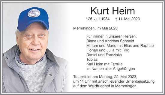 Traueranzeige von Kurt Heim von Memminger Zeitung