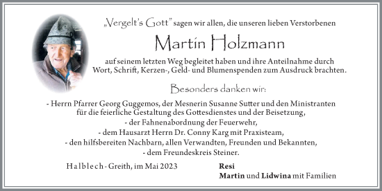 Traueranzeige von Martin Holzmann von Allgäuer Zeitung, Füssen