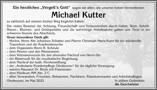 Traueranzeige von Michael Kutter von Memminger Zeitung