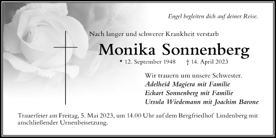 Traueranzeige von Monika Sonnenberg von Der Westallgäuer