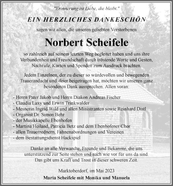Traueranzeige von Norbert Scheifele von Allgäuer Zeitung, Marktoberdorf