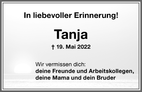 Traueranzeige von Tanja Lang von Memminger Zeitung