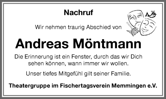 Traueranzeige von Andreas Möntmann von Memminger Zeitung
