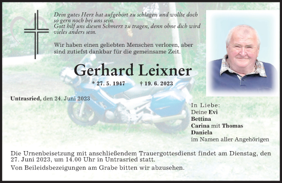 Traueranzeige von Gerhard Leixner von Allgäuer Zeitung, Marktoberdorf