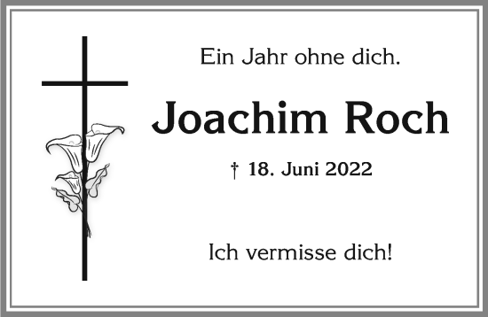 Traueranzeige von Joachim Roch von Allgäuer Zeitung, Marktoberdorf