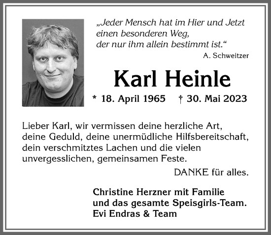 Traueranzeige von Karl Heinle von Allgäuer Zeitung,Kempten
