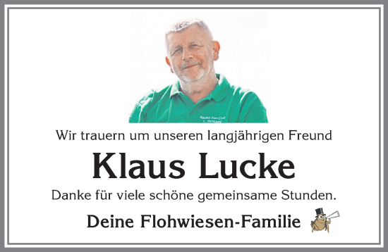 Traueranzeige von Klaus Lucke von Allgäuer Zeitung, Kaufbeuren/Buchloe