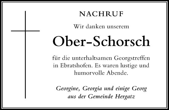 Traueranzeige von Ober-Schorsch  von Der Westallgäuer