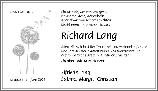Traueranzeige von Richard Lang von Allgäuer Zeitung,Kempten