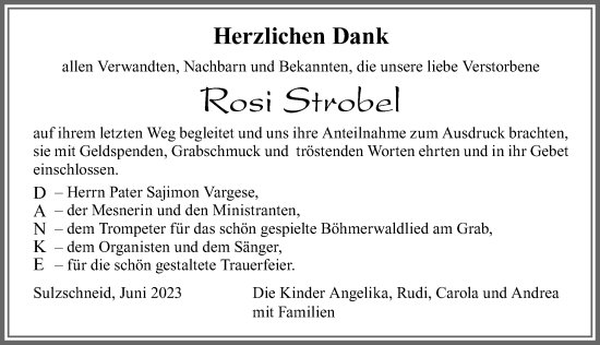 Traueranzeige von Rosi Strobel von Allgäuer Zeitung, Marktoberdorf