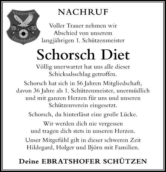 Traueranzeige von Schorsch Diet von Der Westallgäuer