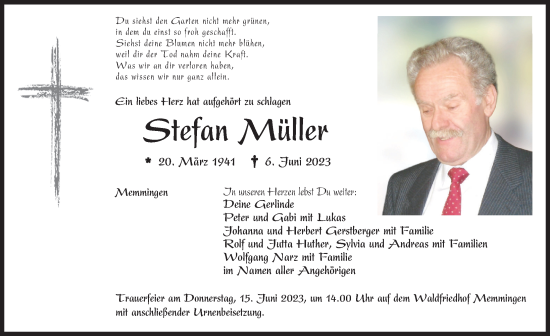 Traueranzeige von Stefan Müller von Memminger Zeitung