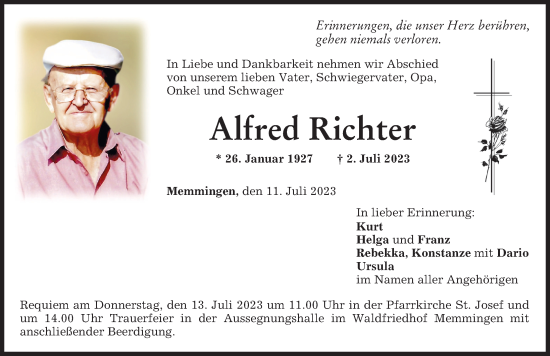 Traueranzeige von Alfred Richter von Memminger Zeitung