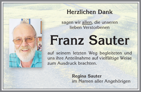 Traueranzeige von Franz Sauter von Allgäuer Zeitung, Marktoberdorf