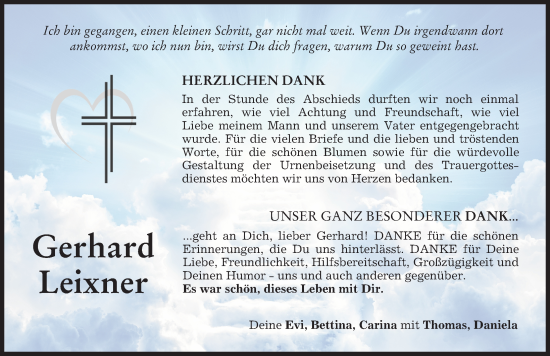 Traueranzeige von Gerhard Leixner von Allgäuer Zeitung, Marktoberdorf