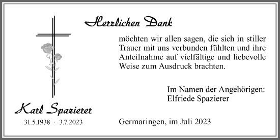 Traueranzeige von Karl Spazierer von Allgäuer Zeitung, Kaufbeuren/Buchloe