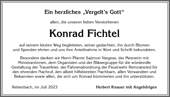Traueranzeige von Konrad Fichtel von Allgäuer Zeitung, Marktoberdorf