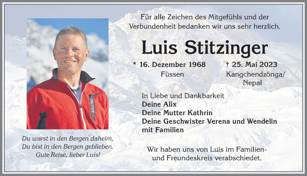  Traueranzeige für Luis Stitzinger vom 29.07.2023 aus Allgäuer Zeitung, Marktoberdorf