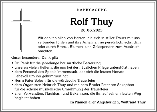 Traueranzeige von Rolf Thuy von Allgäuer Anzeigeblatt