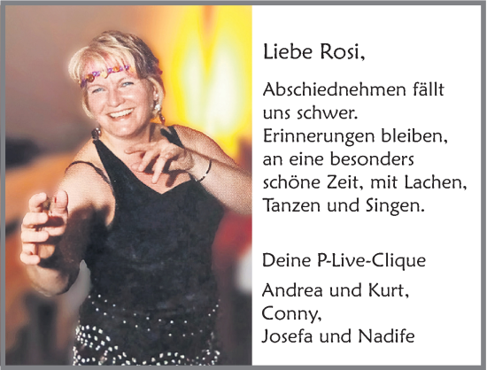 Traueranzeige von Rosi  von Allgäuer Zeitung, Füssen