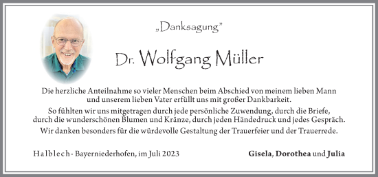 Traueranzeige von Wolfgang Müller von Allgäuer Zeitung, Füssen