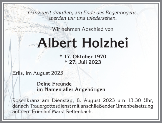 Traueranzeige von Albert Holzhei von Mindelheimer Zeitung, Augsburger Allgemeine