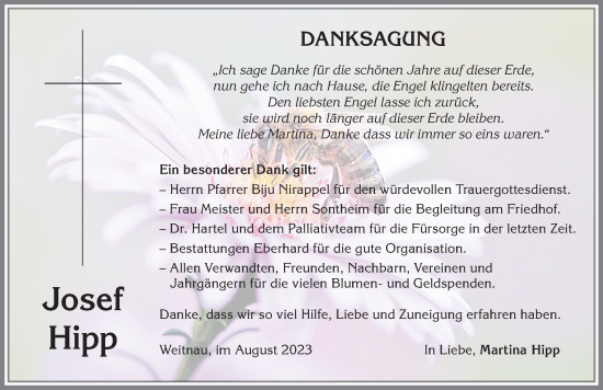 Traueranzeige von Josef Hipp von Allgäuer Zeitung,Kempten